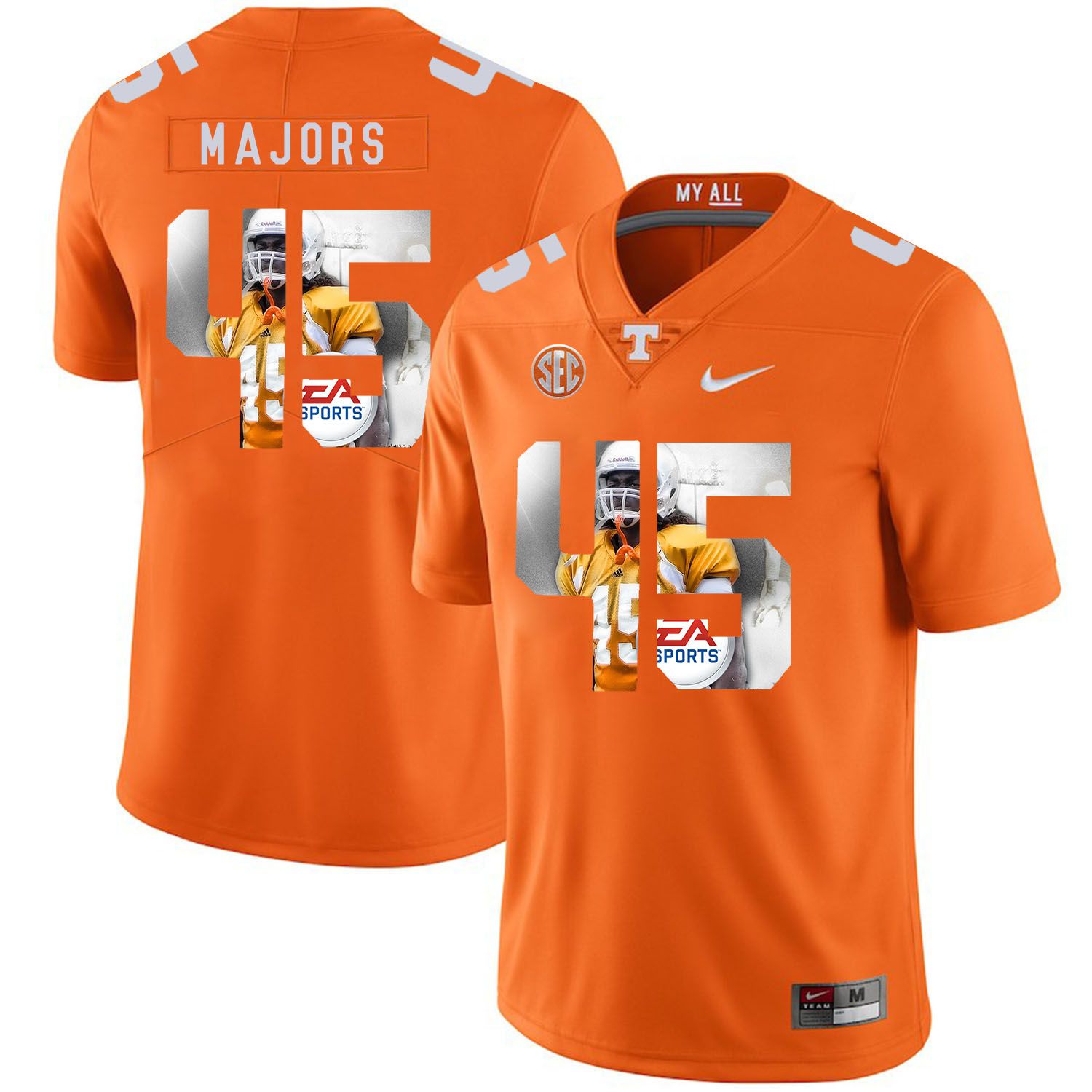 Men Tennessee Volunteers #45 Majors Orange Fashion Edition Customized NCAA Jerseys